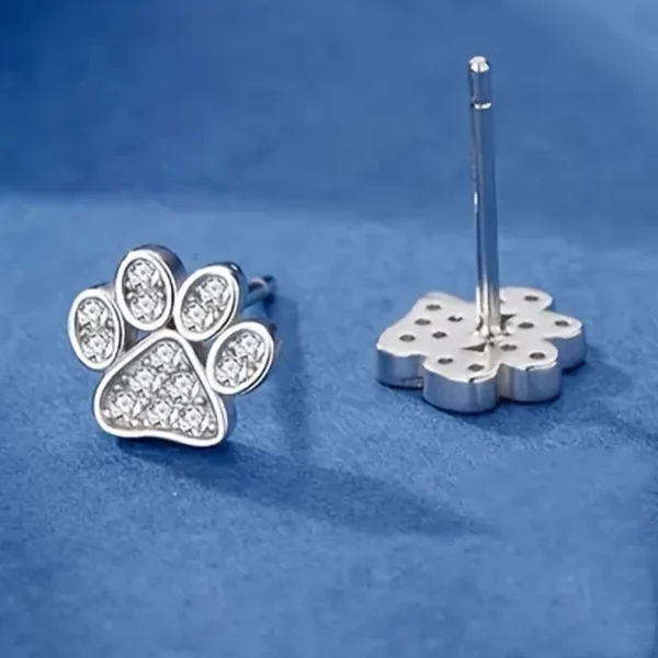 Pendientes Elegantes con Huella de Pata y Pedrería - Imagen 2