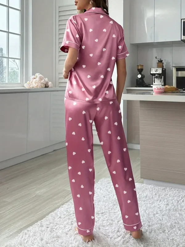 ✨ Conjunto de Pijama de Satén con Estampado de Corazón ✨ - Imagen 2