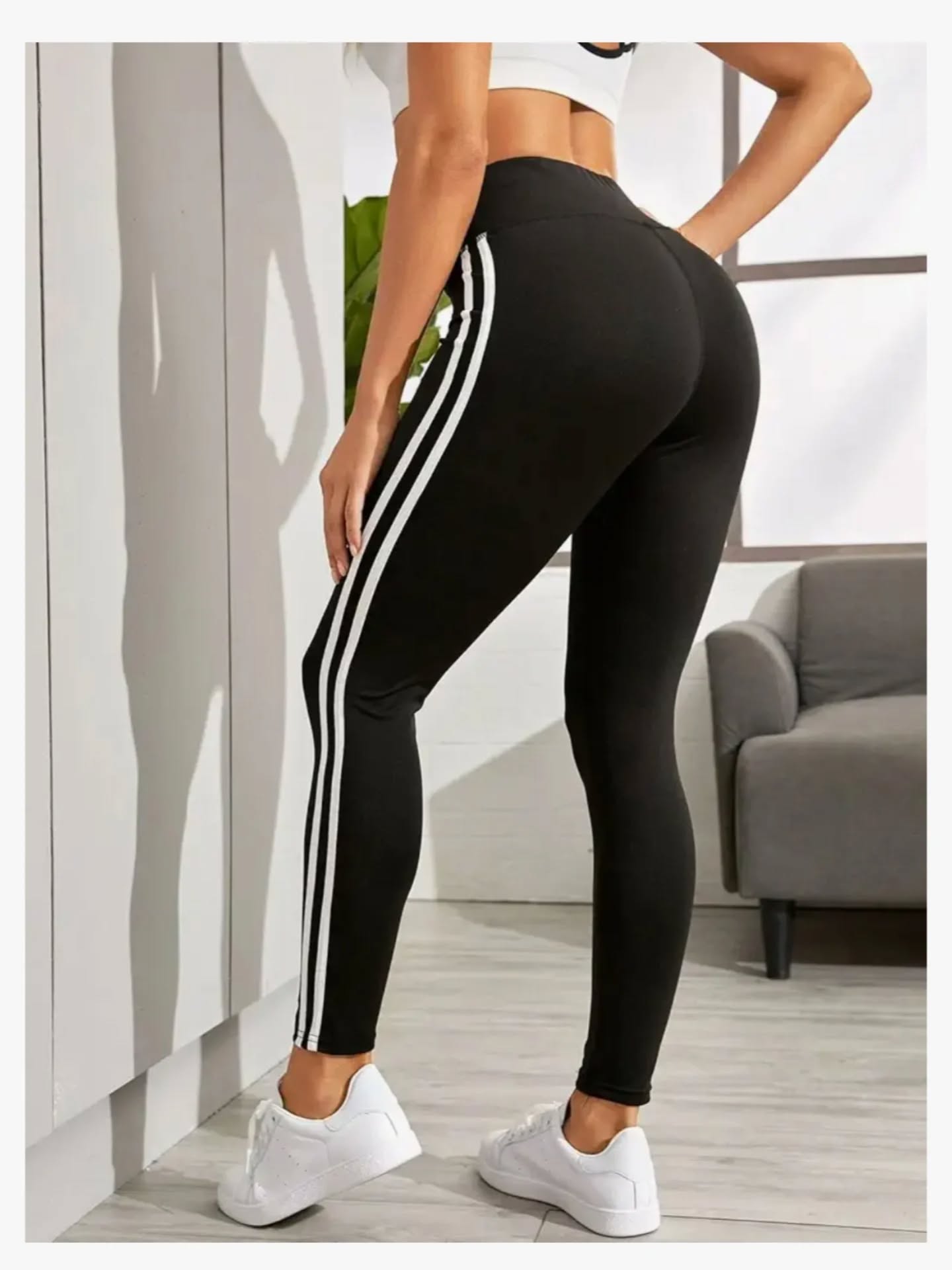 Licra Deportiva Negra con Rayas (Talla L)